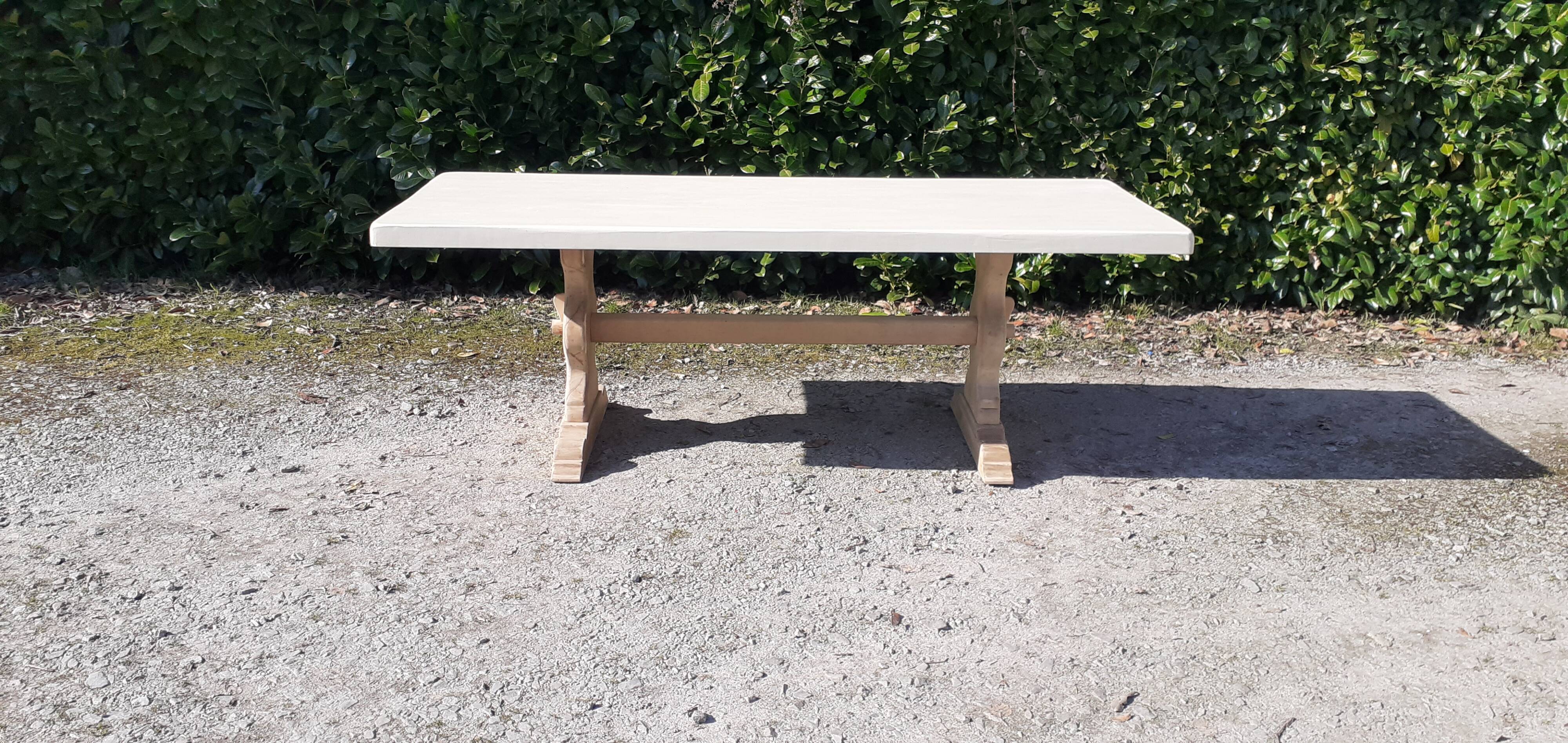 Table monastère chêne bois brut blanc
