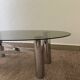 Table basse métal chromé verre fumé années 70
