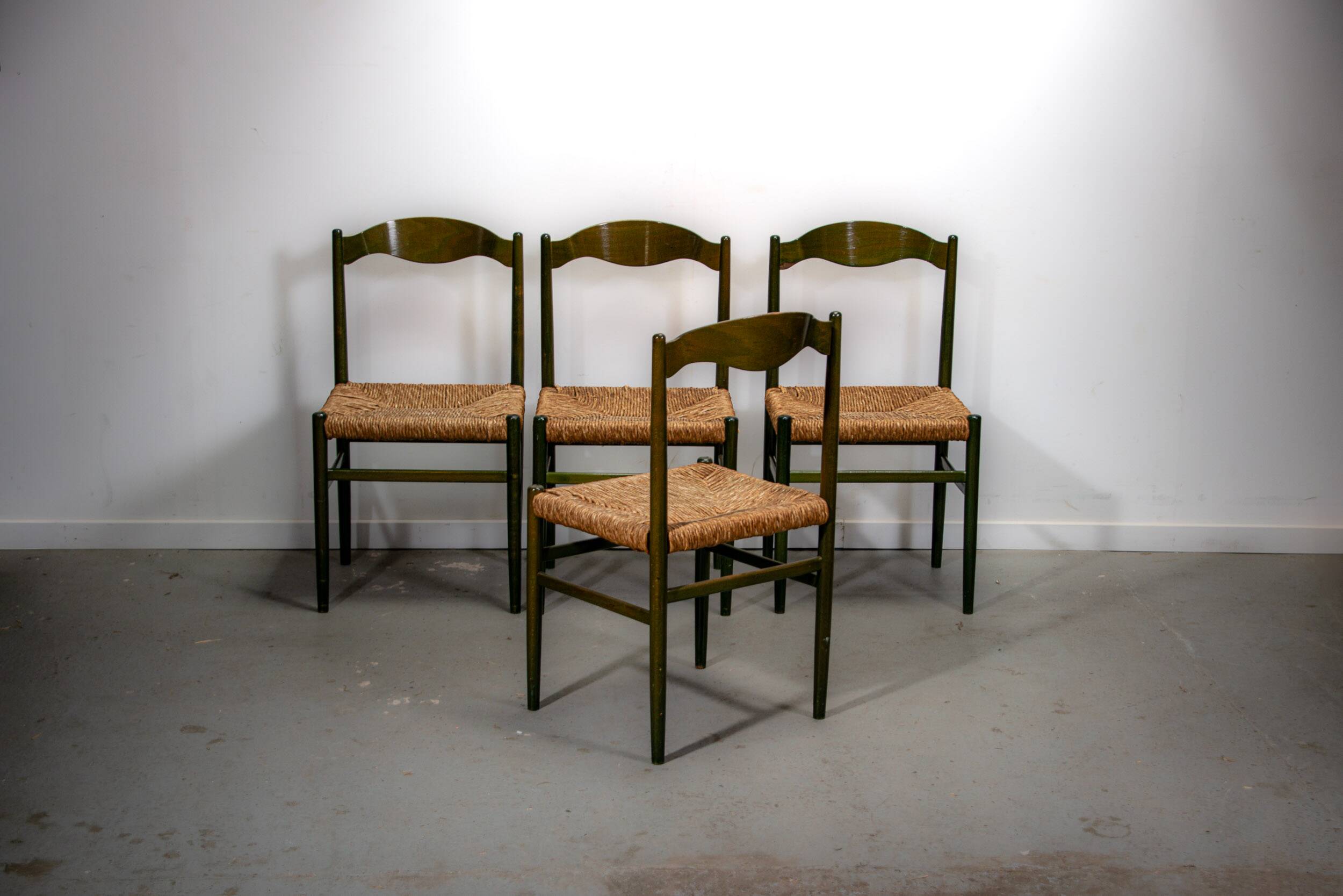 Green beech and rush dinning chairs