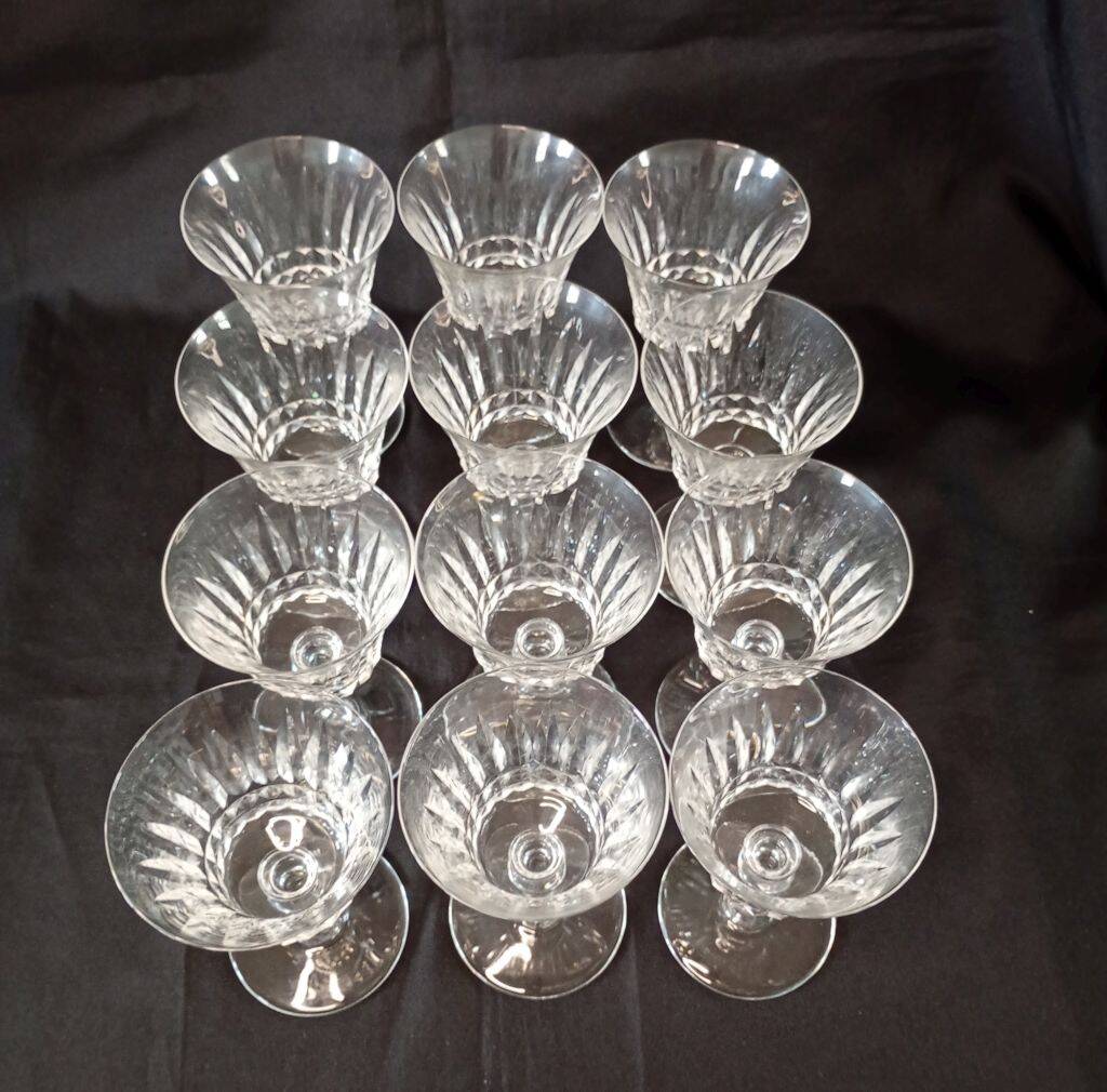 Set of 12 Baccarat Piccadilly Cut Crystal Red Wine Goblets