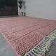 Custom traditional Beni Ouarain rug in handmade pink, 2/3 m.
