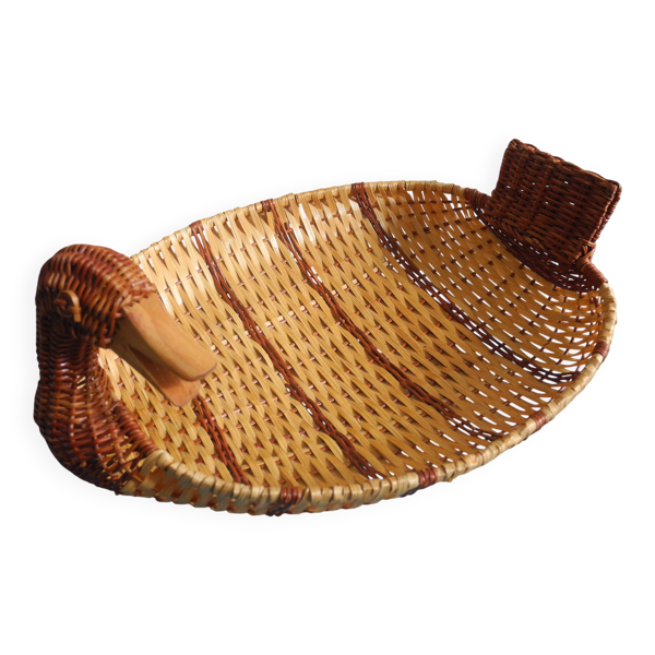 ancien panier corbeille canard rotin osier vintage basket rattan wicker