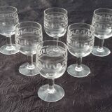 Old guilloche glasses set of 6