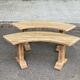 Pair of renovated Barrois-style curved benches in solid oak