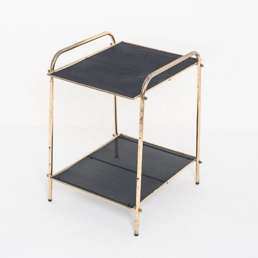 Vintage side table in gilded and painted iron. France, 1950s.