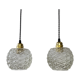 Pair of vintage molded glass pendant lamps