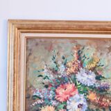 Large oil on canvas floral composition signed Boucher