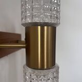 Paire d'applique vintage, laiton et verre moulé, Suède 1960