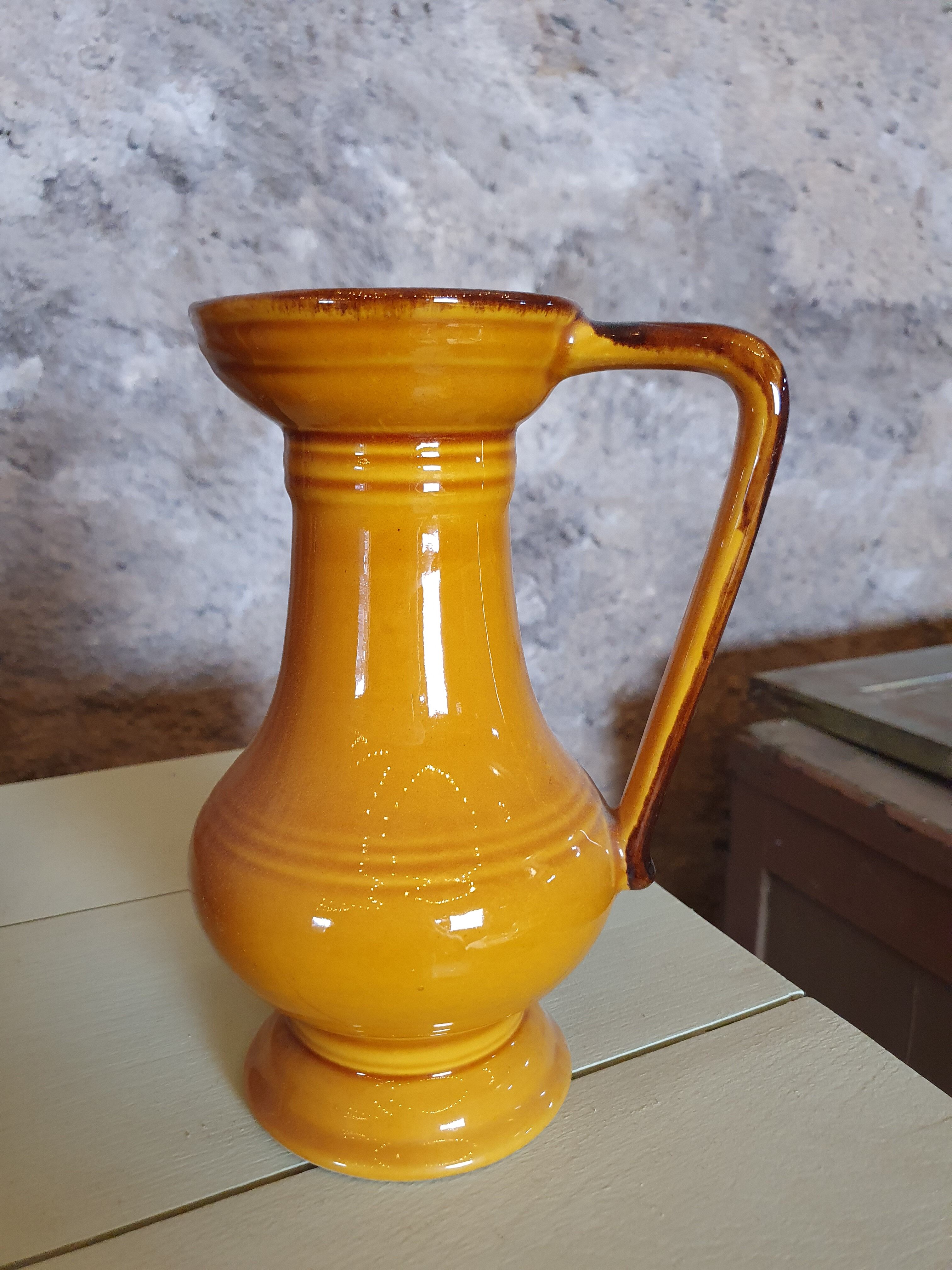 Mustard yellow amphora style decanter