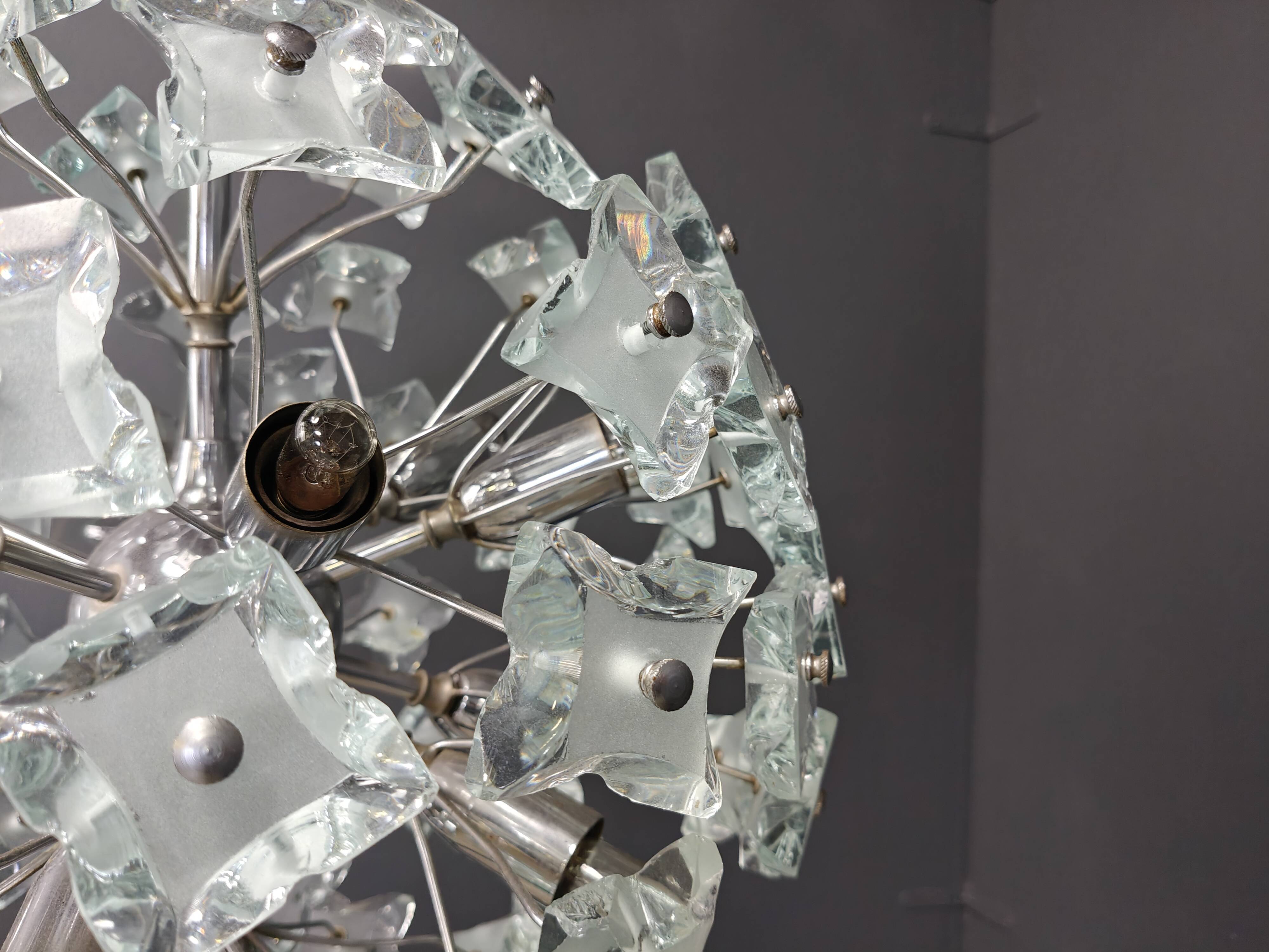 Mid century glass sputnik chandelier, 1970s