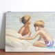 Oil painting: children's games, 1950s