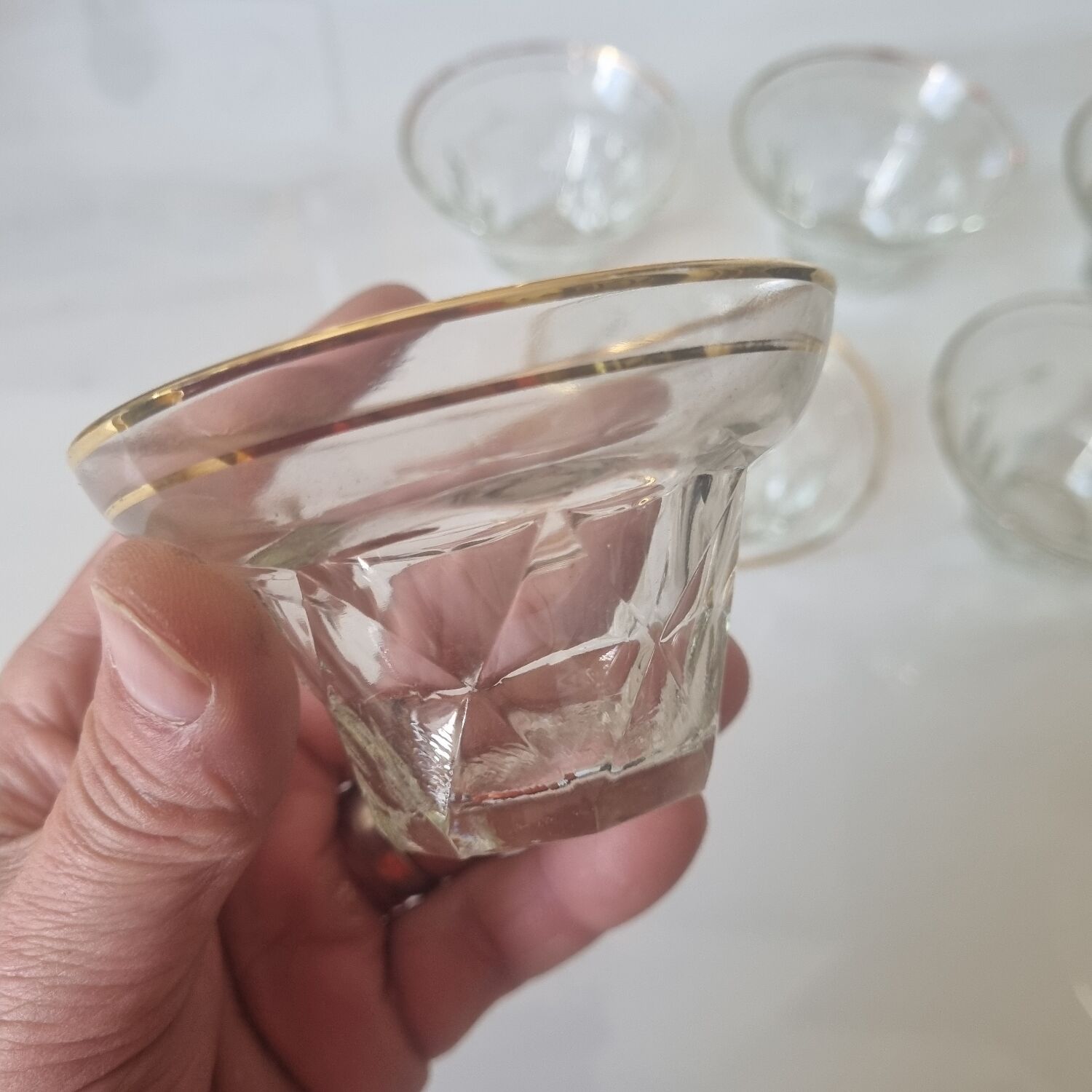 8 Art Deco champagne or ice cream coupes, 1940.