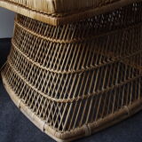 Ensemble vintage de chaises de paon en osier et table des années 60
