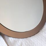 Large vintage purple oval mirror from the 70s