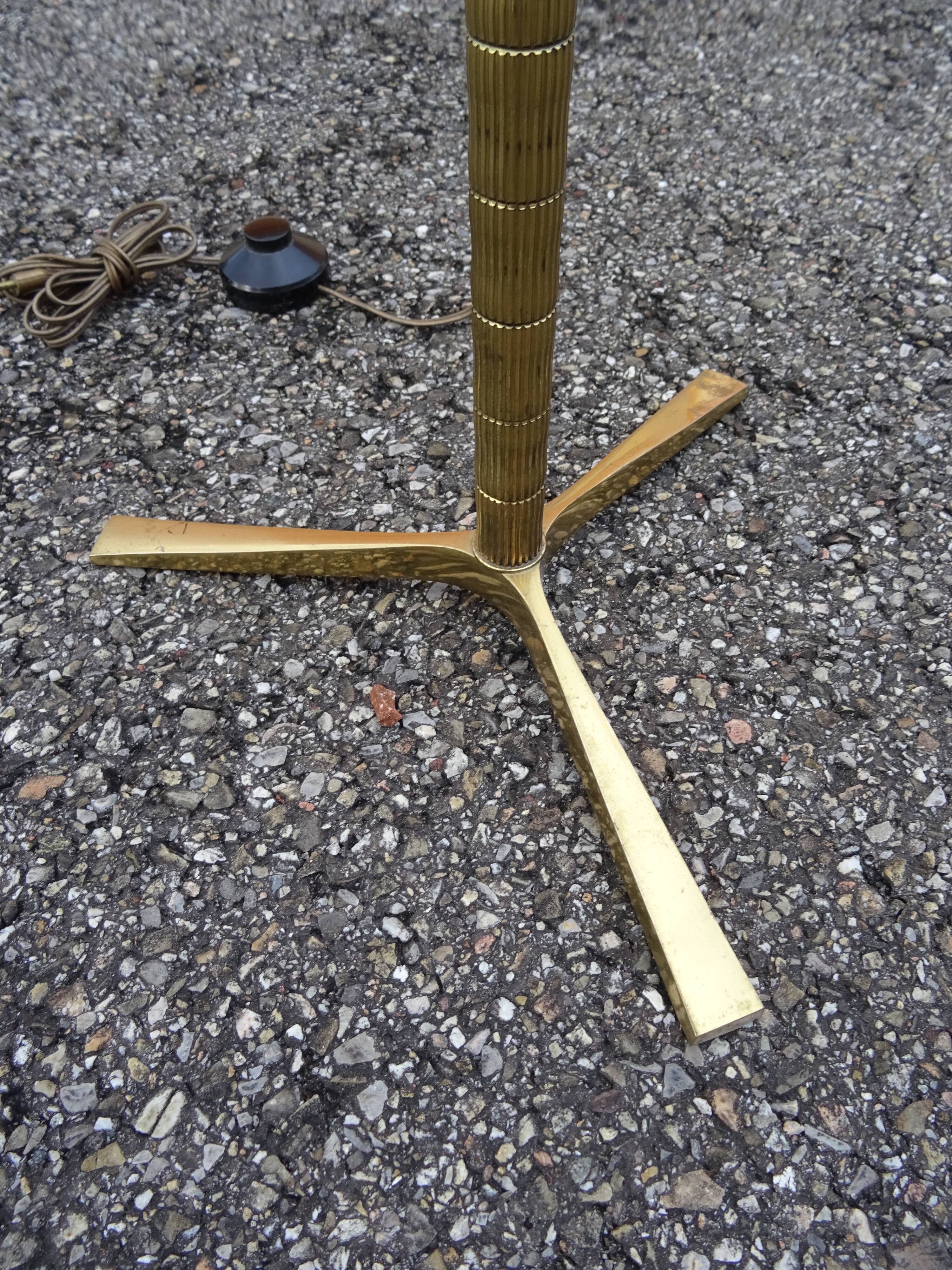 Vintage 70s bronze imitation bamboo floor lamp