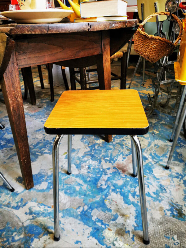 Pair of brown formica stools