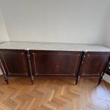 English style 4-door mahogany sideboard with white marble top