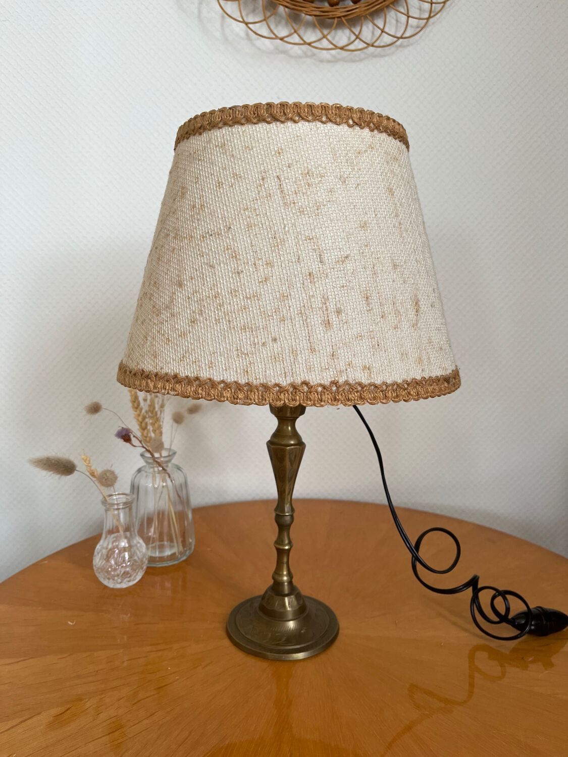 Golden brass candle holder lamp