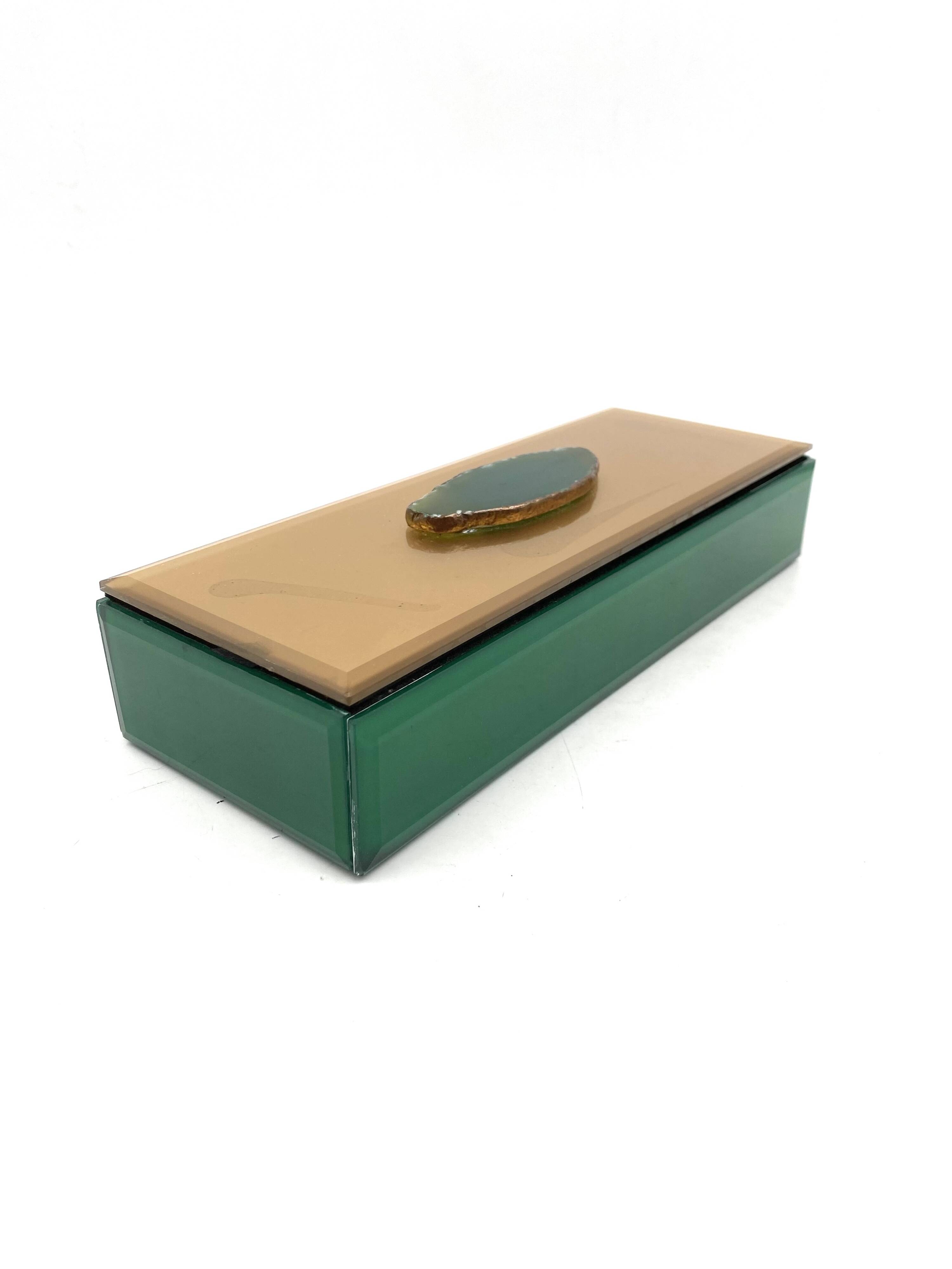 Green glass Jewelry Box, Italy 1980s