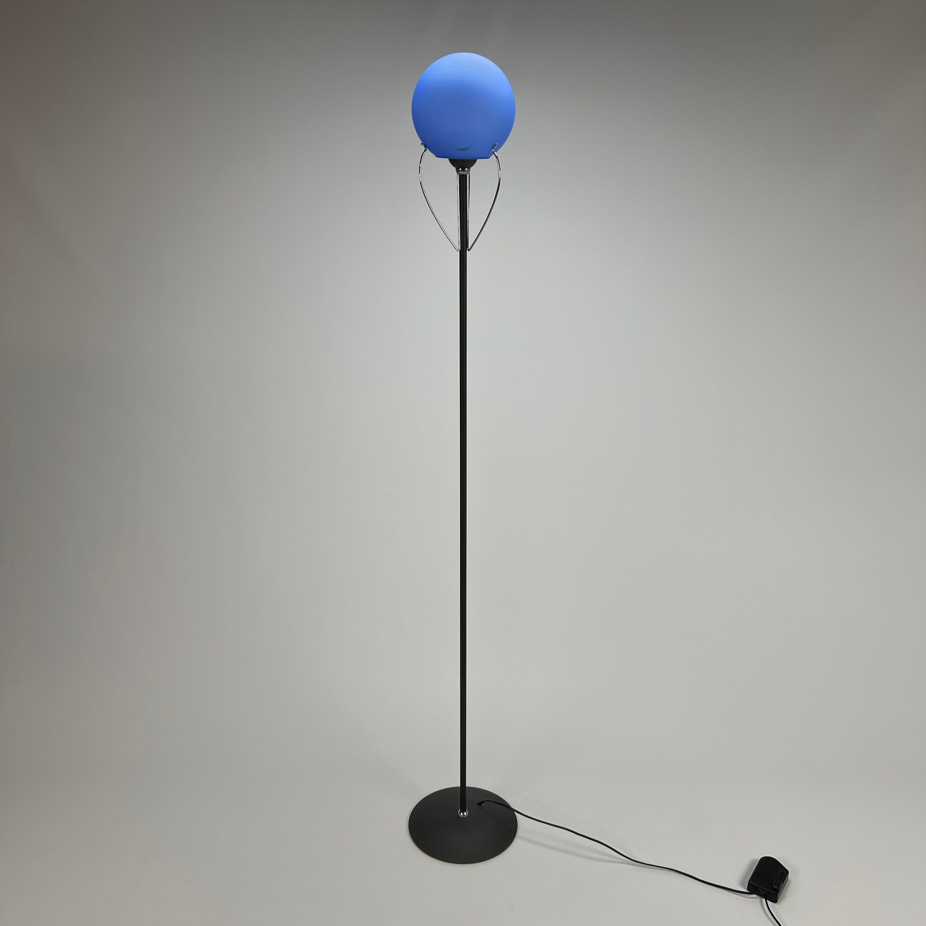 Italian design floorlamp with blue murano glass, 1990s