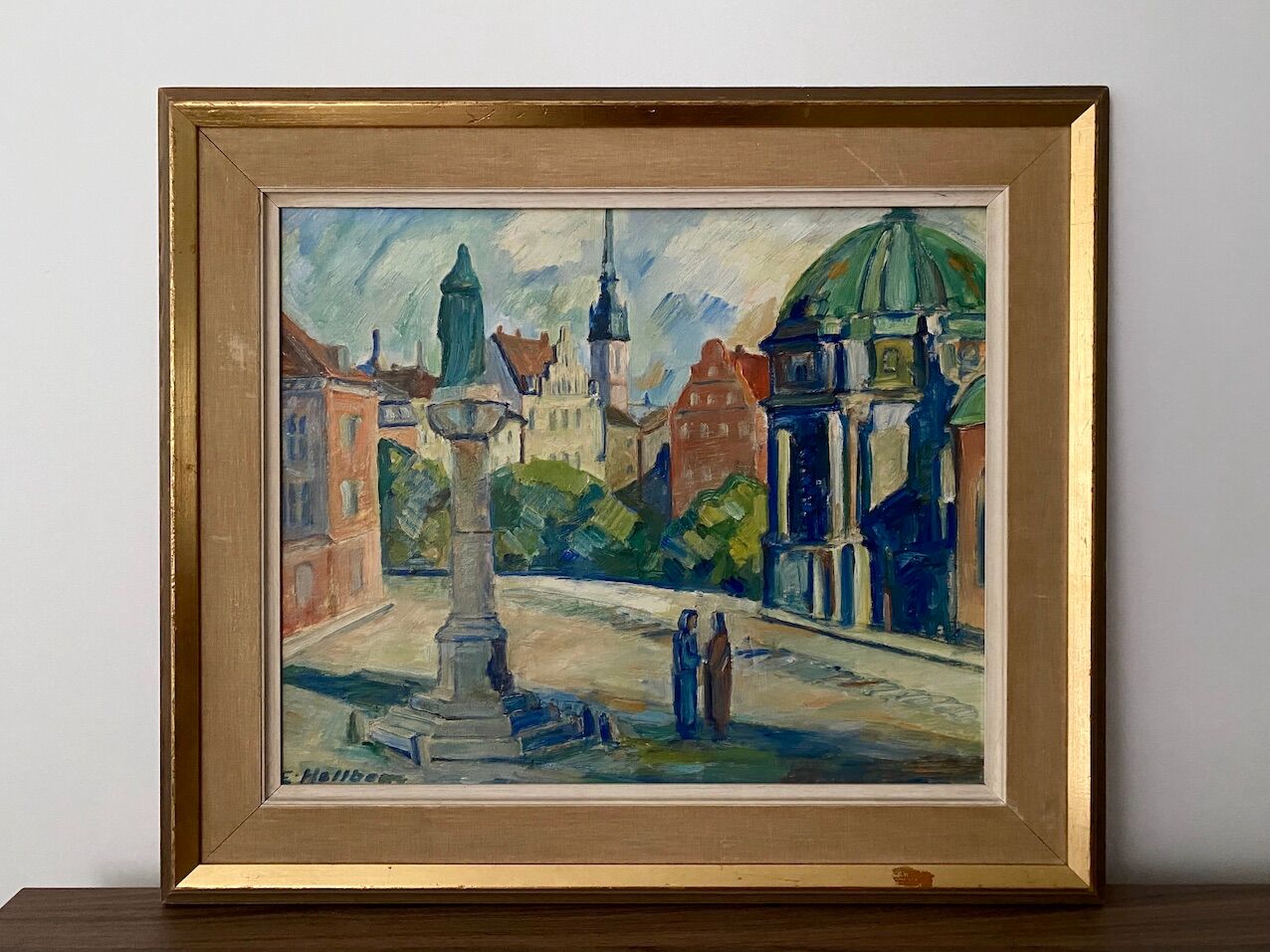 'Monument' - Vintage mid century swedish oil painting