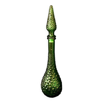 Vintage bottle bubbled green genie bottle end of years deco soliflore