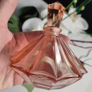 Vintage Art Deco perfume bottle in beautiful pink glass.