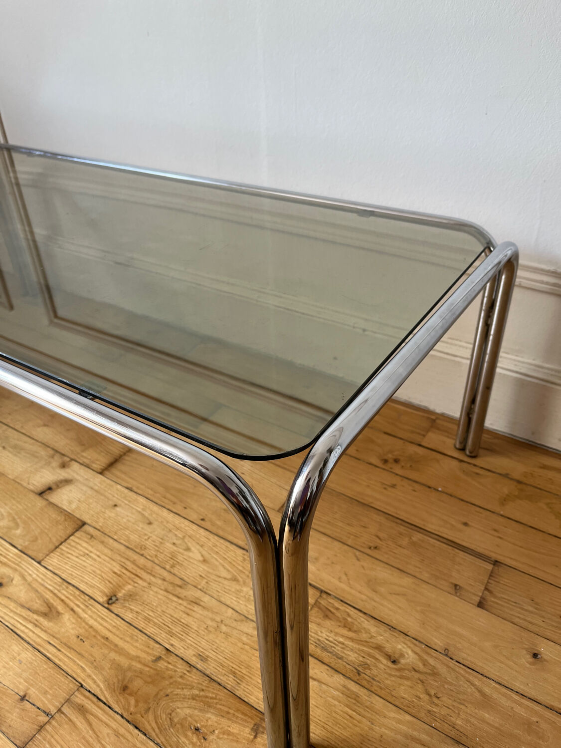 Vintage smoked glass coffee table