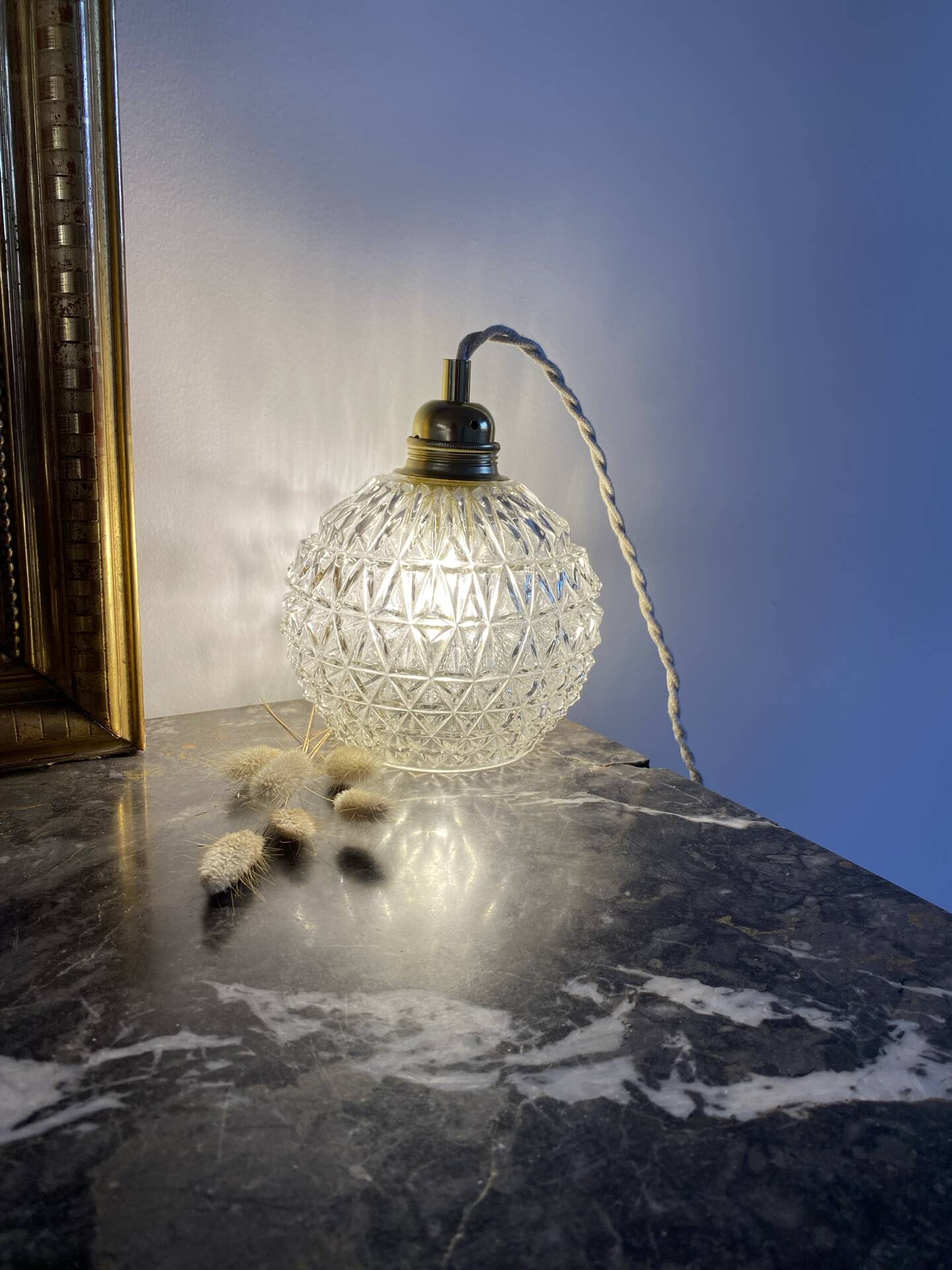 Vintage glass globe lamp