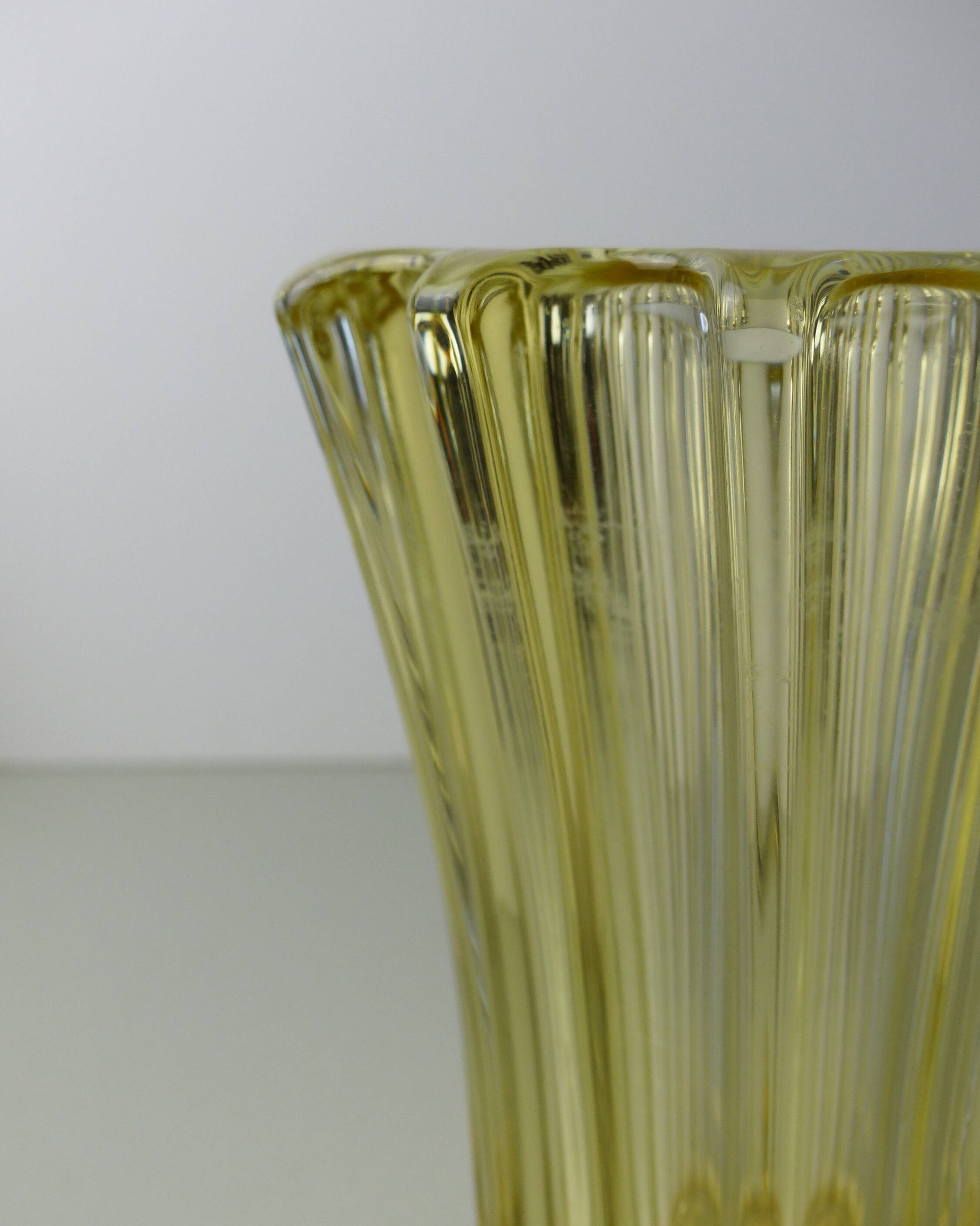 Transparent yellow glass vase