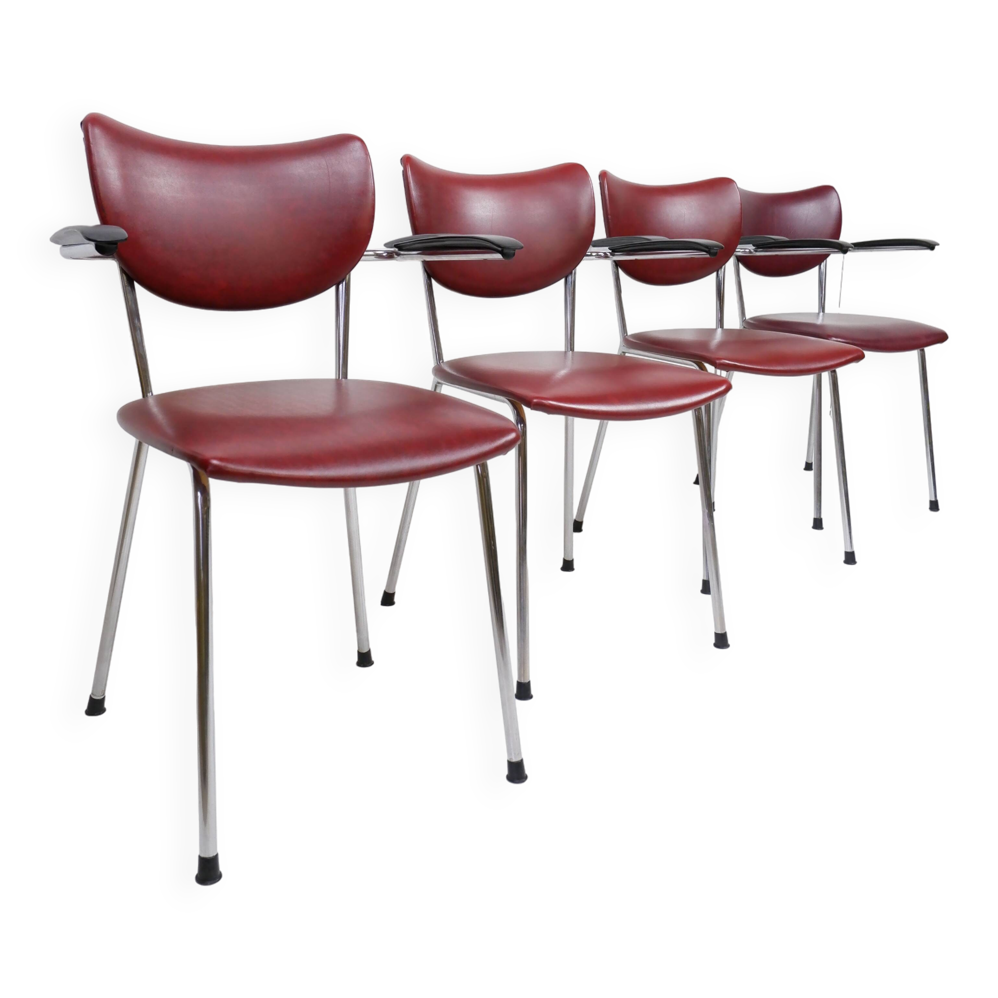 Set of 4 De Wit Dining chairs, 1960s