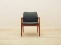 Lounge chair by Grete Jalk, solid teak frame, black leather upholstery, Denmark, 1970s