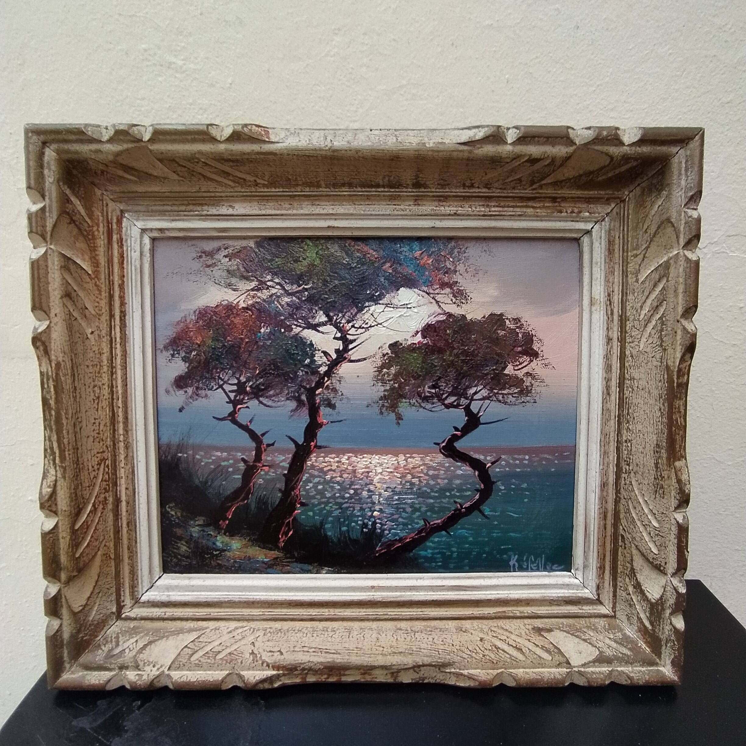 Oil on canvas sunset in Brittany