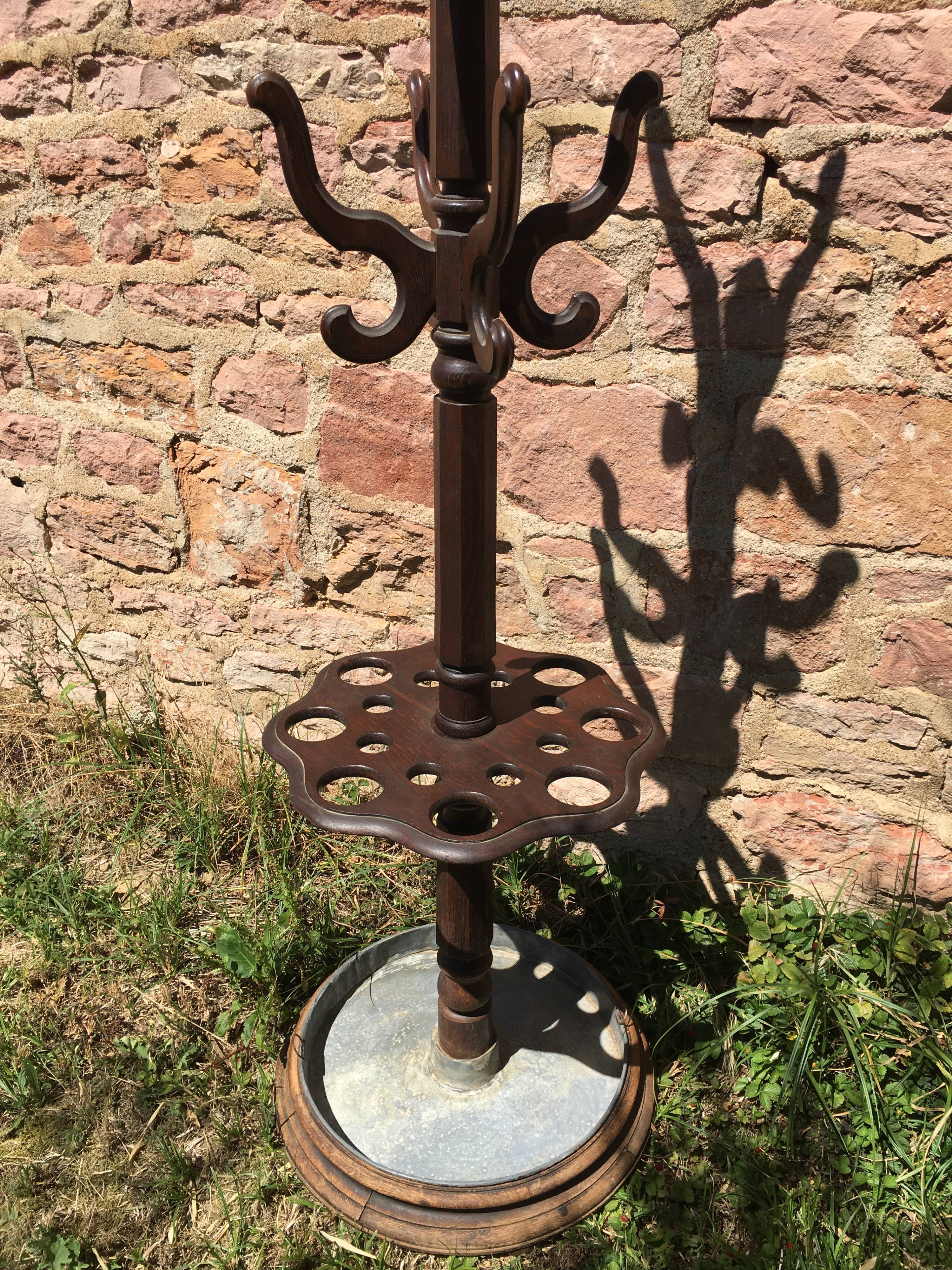 Coat rack on oak and zinc stand