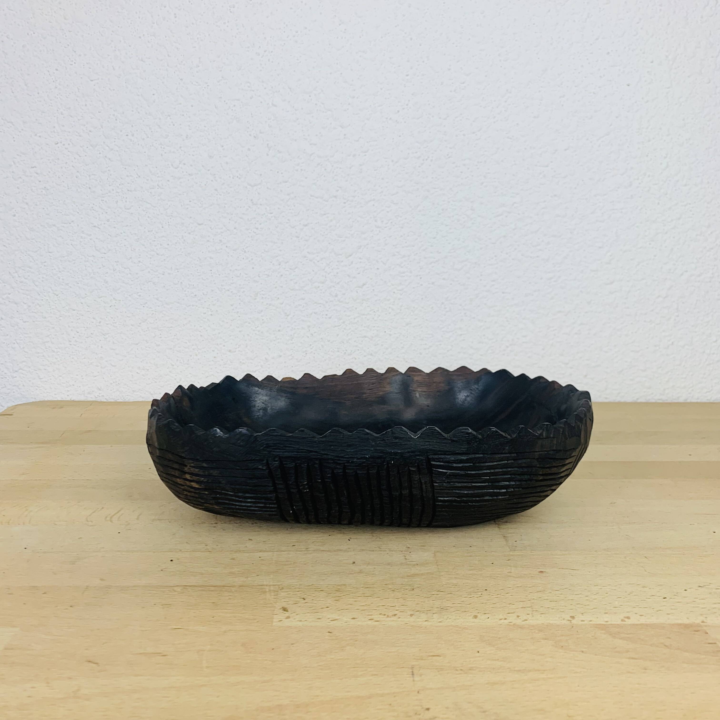 Ethnic style wooden fruit bowl