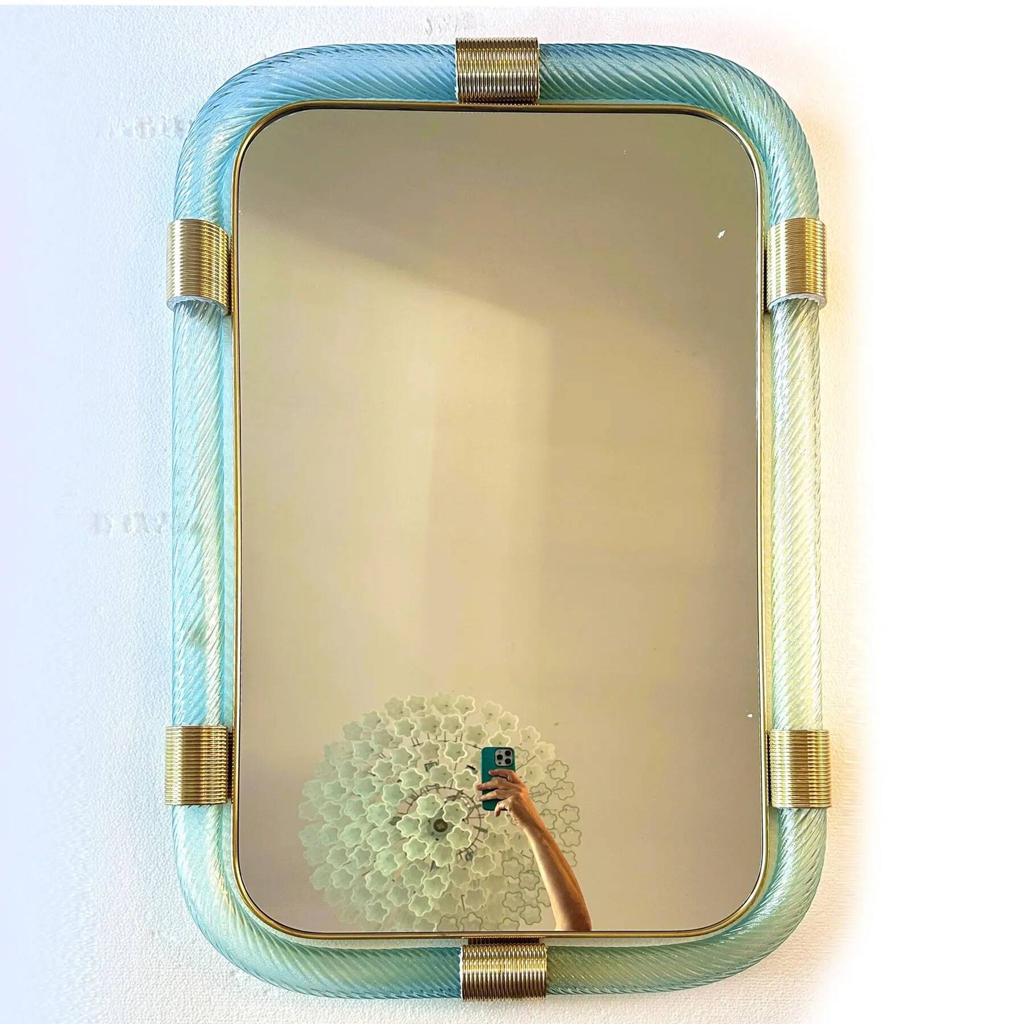 Luxury Azzure "Torchon- Torciglione" Murano Glass Wall Mirror