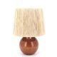 Italian wooden ball lamp, raffia lampshade, 1970s