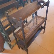 Magazine/book rack in oak with a caned top - early 20th century