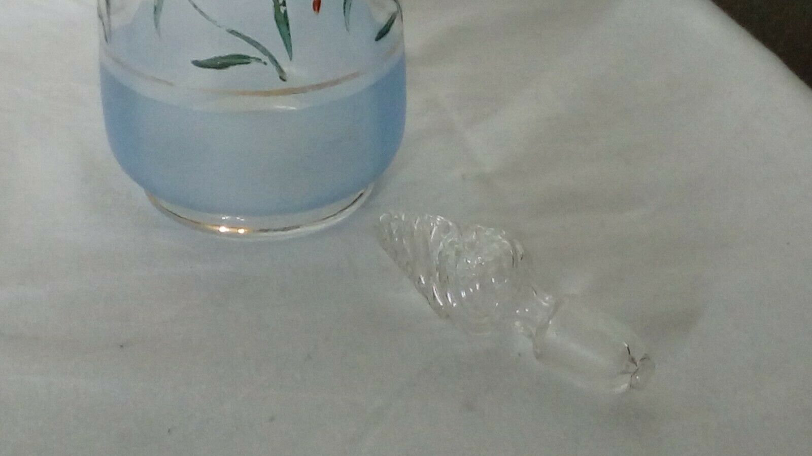 Carafe in painted ewer glass and lightly enamell the end 19 eme