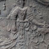 Antique cast iron fireback – baroque female scene