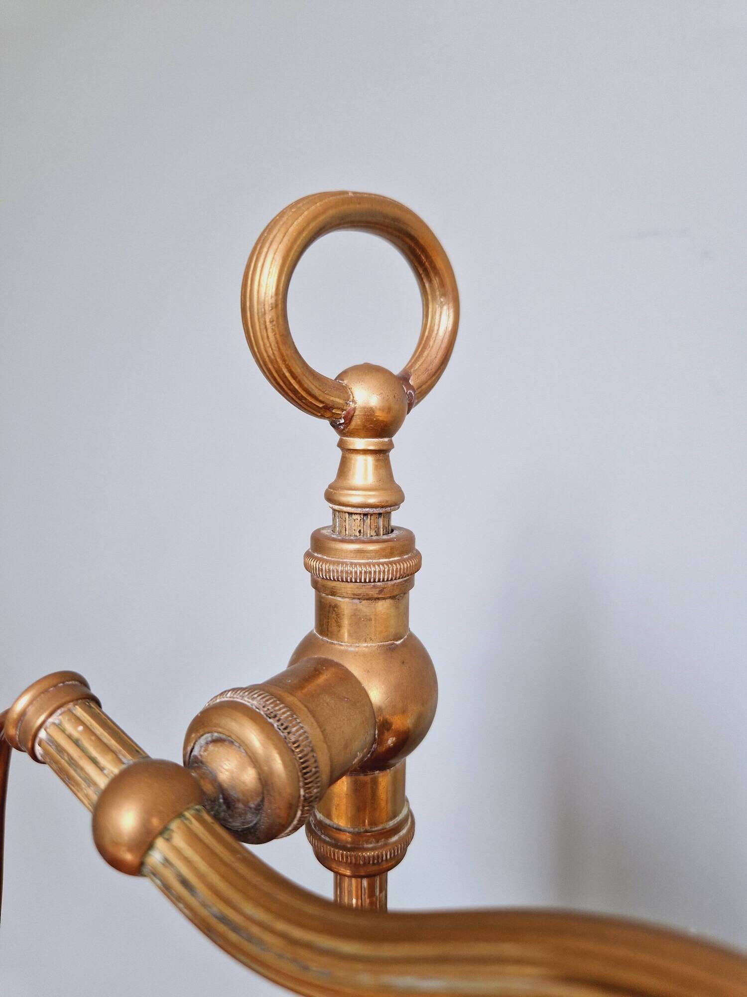 Art Deco desk lamp in brass and satin glass, 1920s-30s