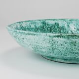 Eva Ruffoni Grand Bol Art Fruitier en Céramique Turquoise, 15 pouces de diamètre, Italie, années 1980