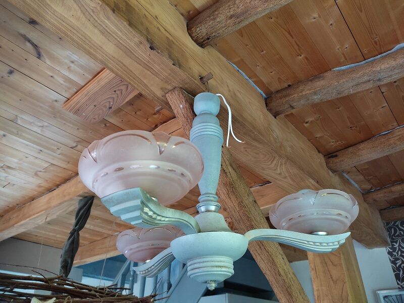 Chandelier support cast iron metal globe tulip pink glass DP 0822161