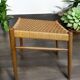 Tabouret scandinave en bois et corde, années 50-60