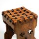 Beautiful 1940s oak stool with a seat made of leather straps