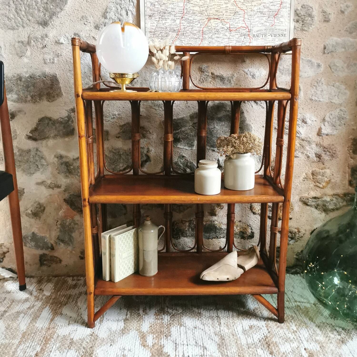 Vintage rattan shelf