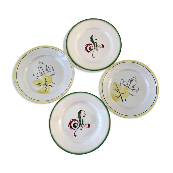 Lot de 4 assiettes plates digoin