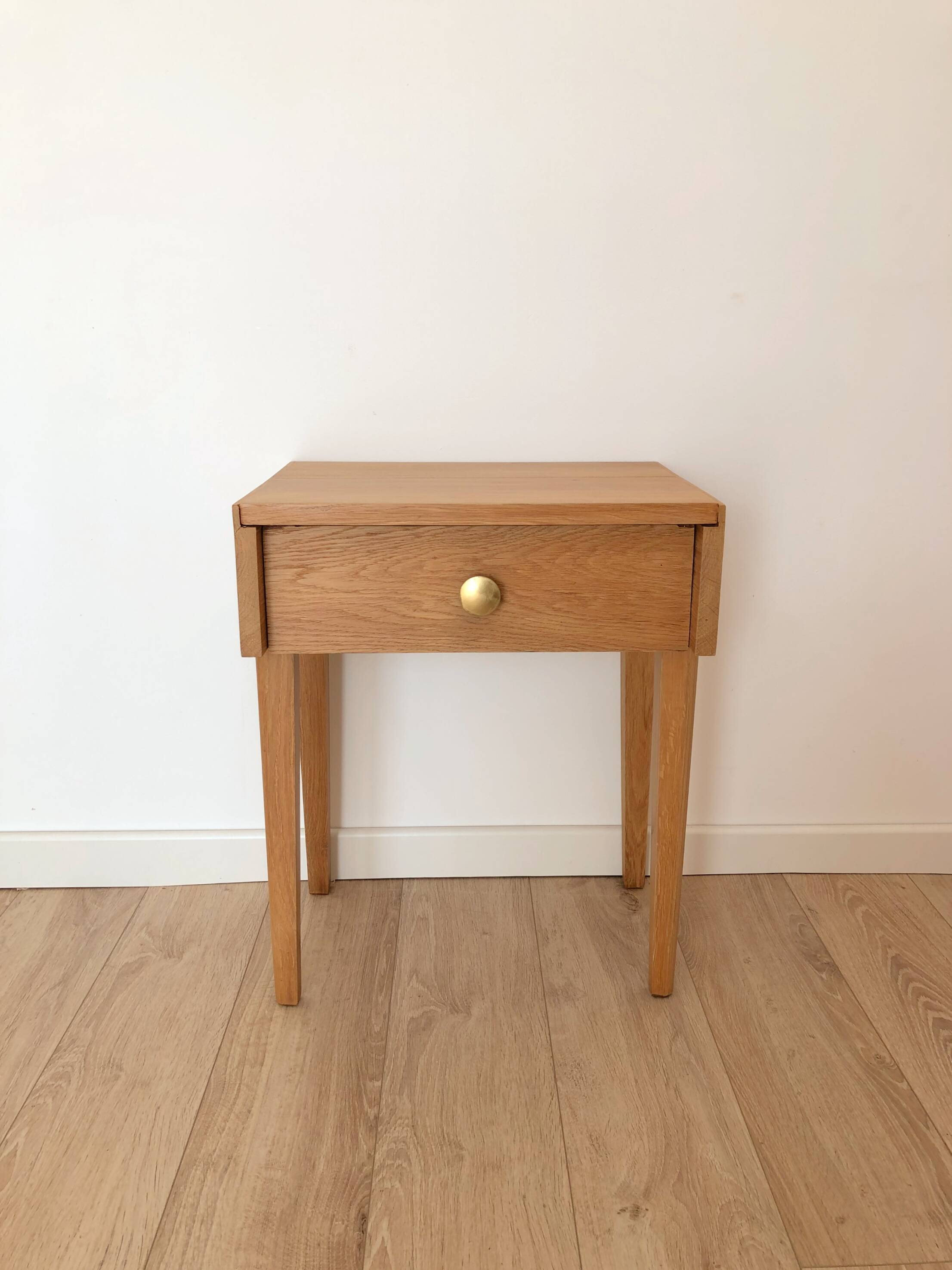 Vintage solid oak bedside table