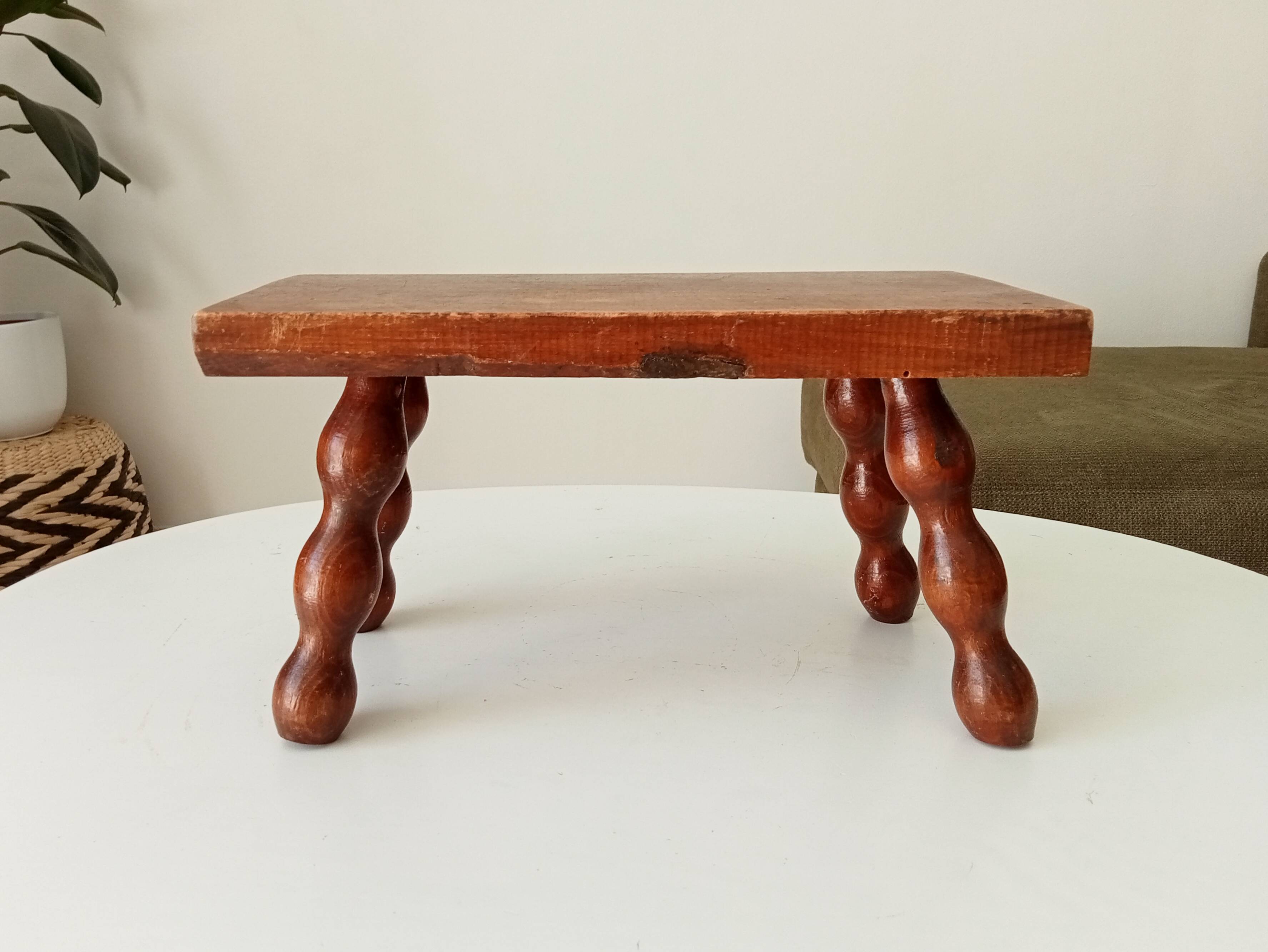 Vintage Bobbin Wood Plant Stool