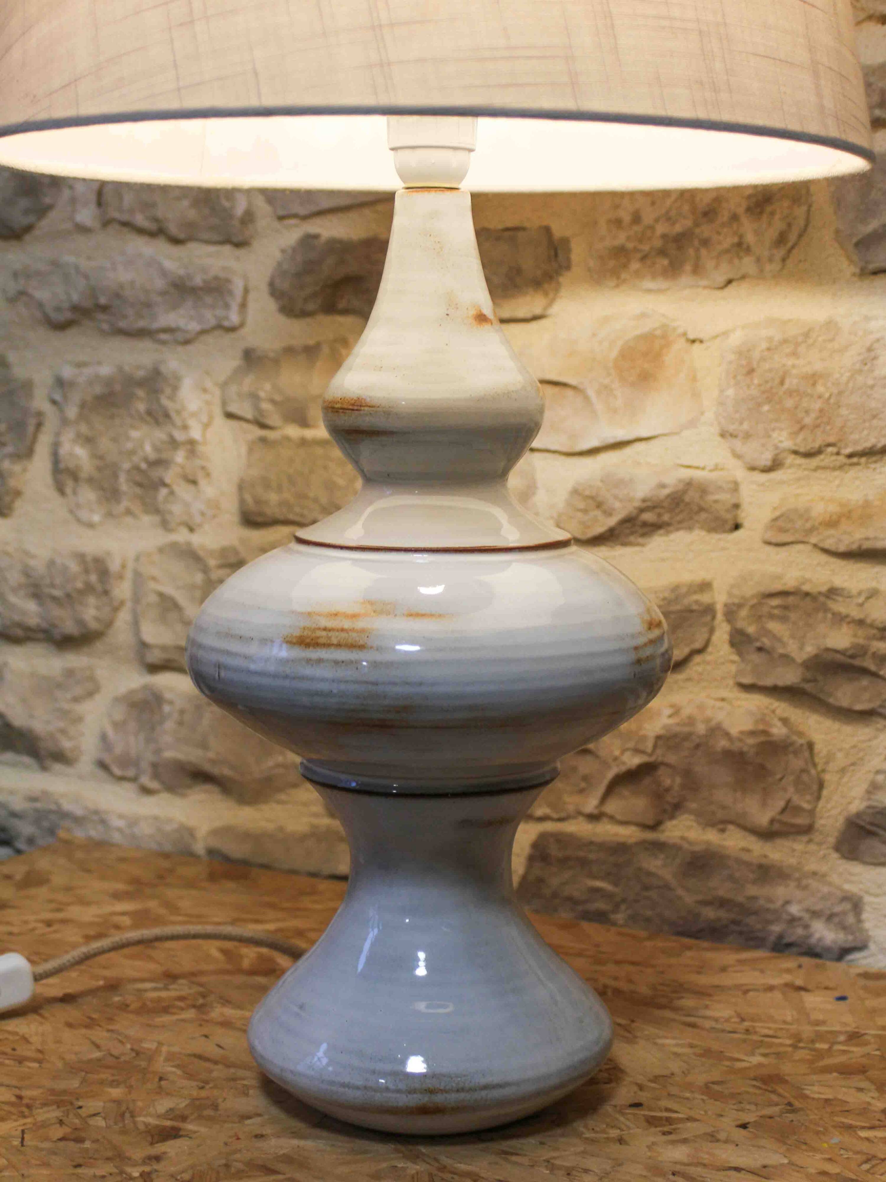 Large glazed ceramic lamp base by Jean-François Descombes, Vallauris.